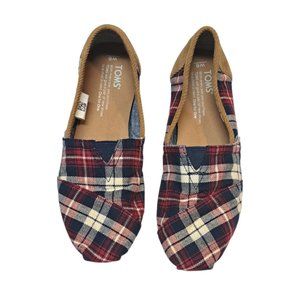 Toms Women's Classic Navy/Red/White Plaid Shoes Flats Size 6